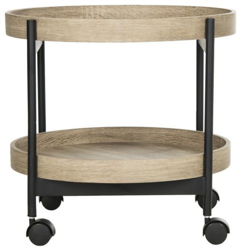 Misha Retro Mid Century Wood End Table, Light Oak/Black - Industrial ... pertaining to Marsha Retro Mid Century Wood Stacking End Table Light Oak/Black